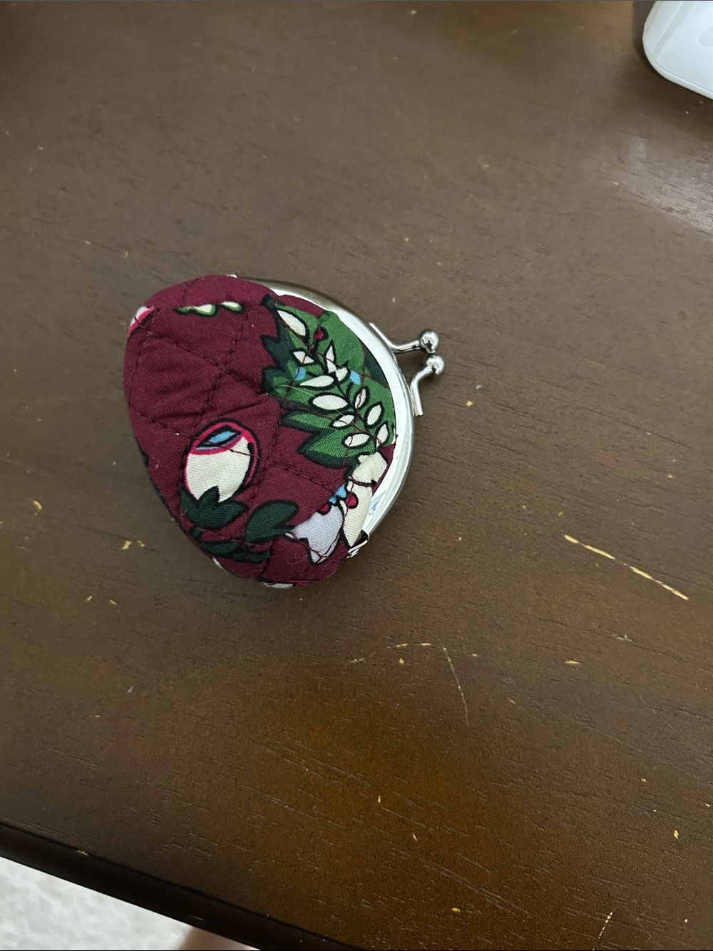 Vera Bradley Quilted Coin Purse in Burgundy Floral